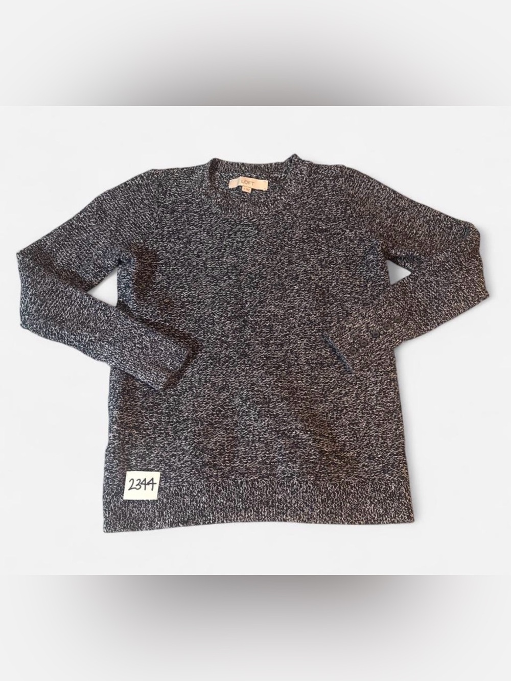 LOFT Marled Black & White Crewneck Sweater